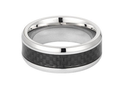 Heren ring zigzag - zilver/zwart