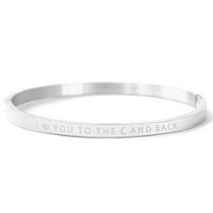 Armband Roestvrij staal (RVS) "I LOVE YOU TO THE MOON AND BACK" Zilver